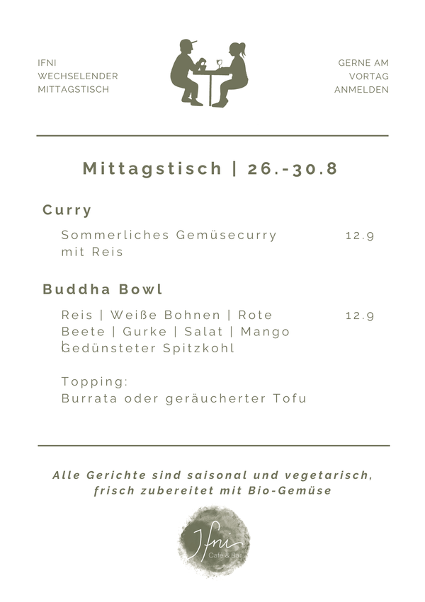 Der Mittagstisch in Füssen vom 26.-30.8