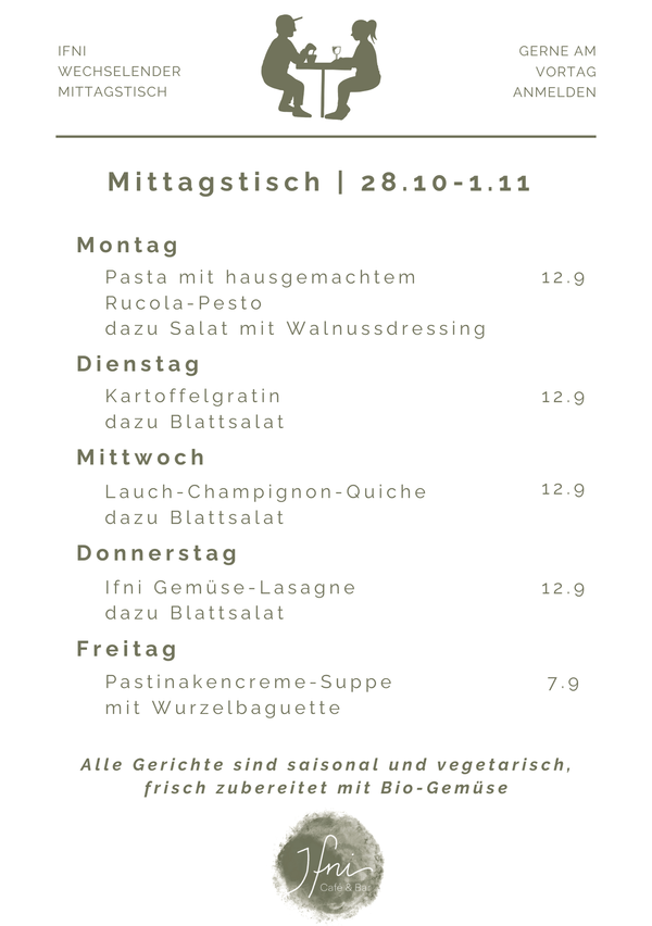 Der Mittagstisch in Füssen vom 28.10-1.11